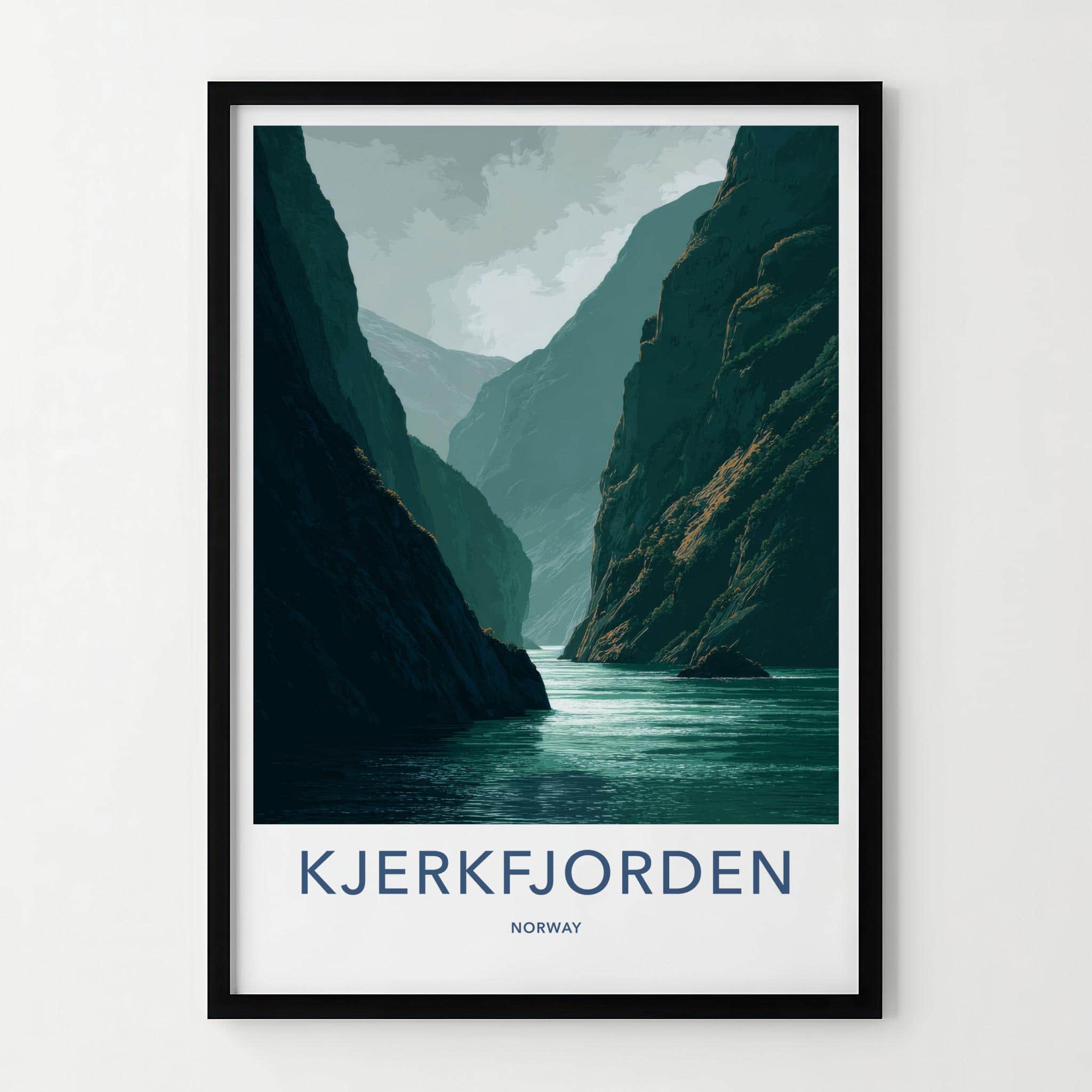 KJERKFJORDEN Poster - Norway Travel Art - Dramatic Fjord Cliffs Wall Decor