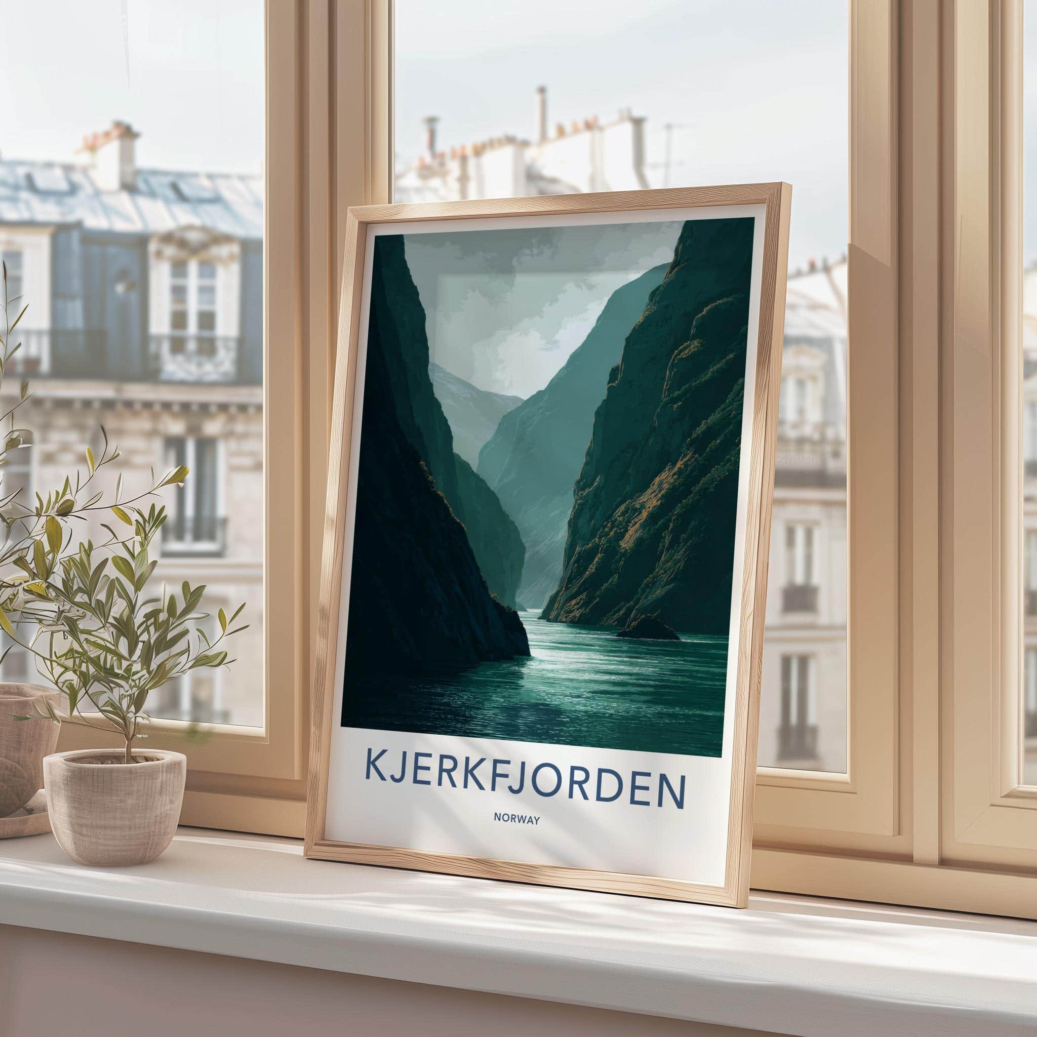 KJERKFJORDEN Poster - Norway Travel Art - Dramatic Fjord Cliffs Wall Decor