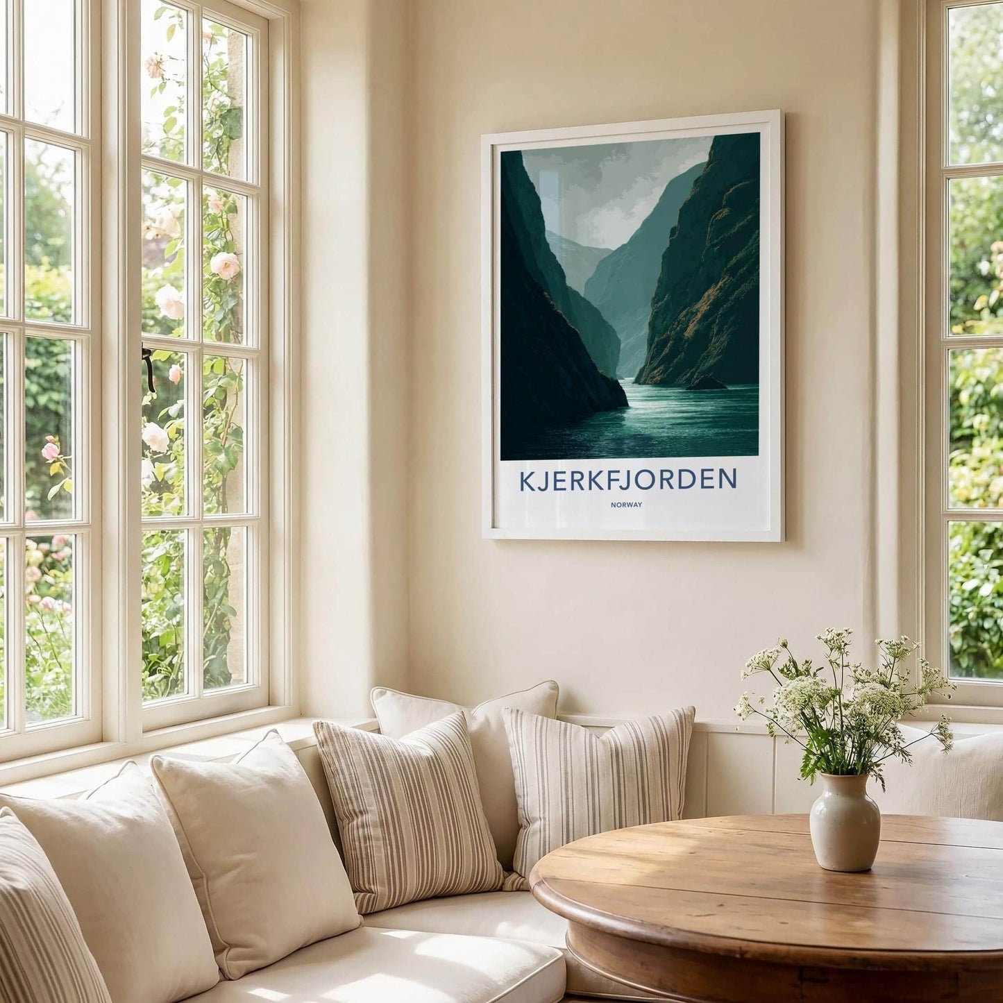 KJERKFJORDEN Poster - Norway Travel Art - Dramatic Fjord Cliffs Wall Decor
