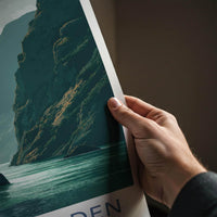 KJERKFJORDEN Poster - Norway Travel Art - Dramatic Fjord Cliffs Wall Decor