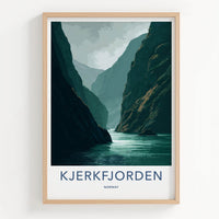 KJERKFJORDEN Poster - Norway Travel Art - Dramatic Fjord Cliffs Wall Decor