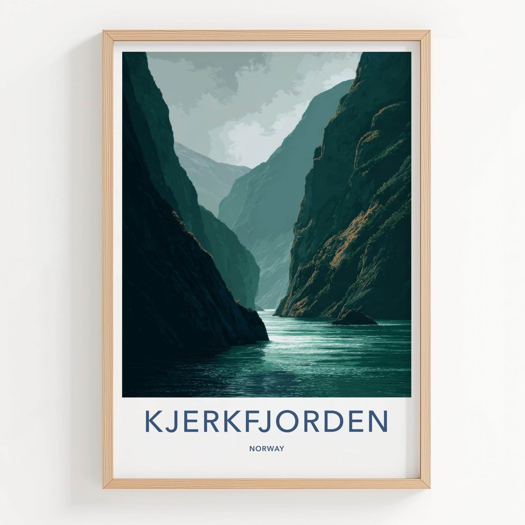 KJERKFJORDEN Poster - Norway Travel Art - Dramatic Fjord Cliffs Wall Decor