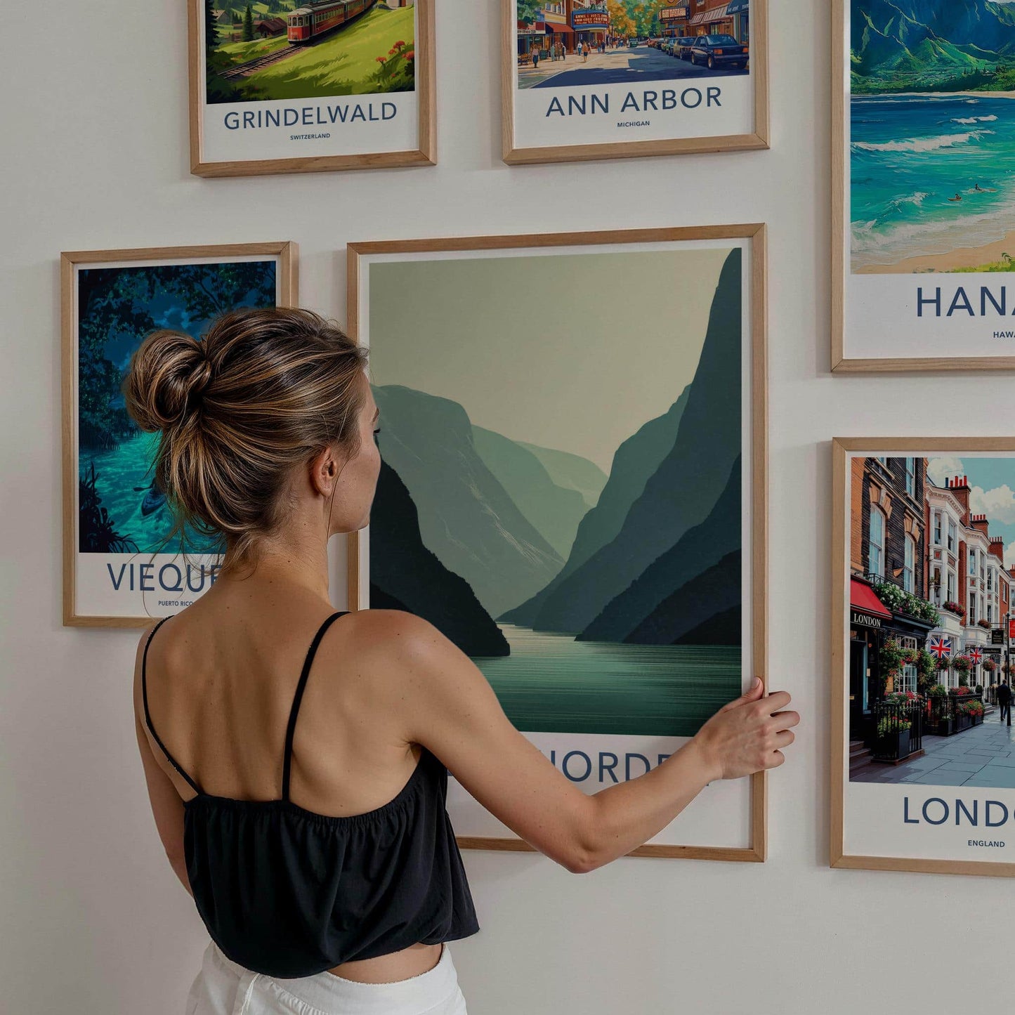 Kjerkfjorden Poster - Norway Travel Art - Layered Fjord Landscape Home Decor