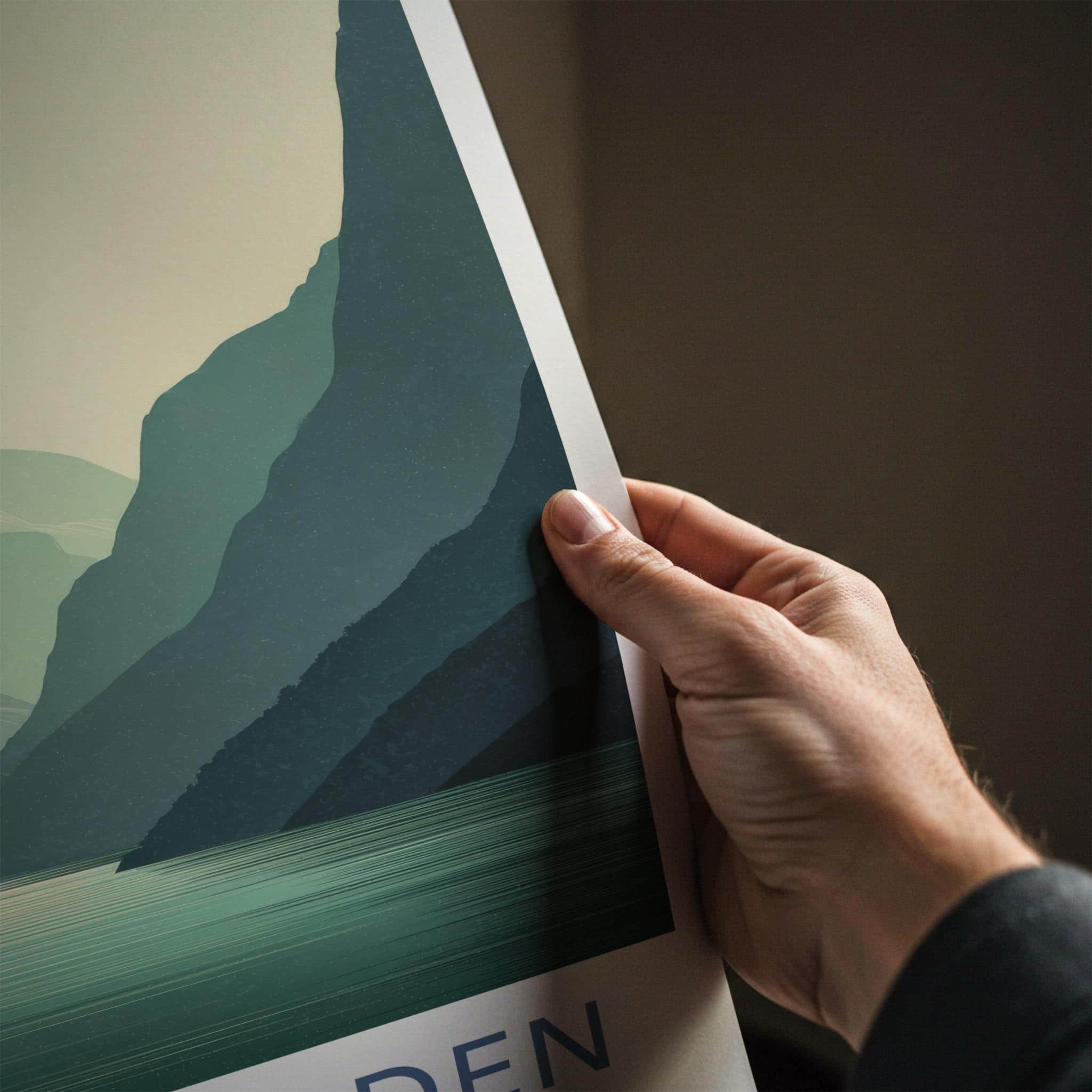 Kjerkfjorden Poster - Norway Travel Art - Layered Fjord Landscape Home Decor