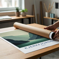 Kjerkfjorden Poster - Norway Travel Art - Layered Fjord Landscape Home Decor