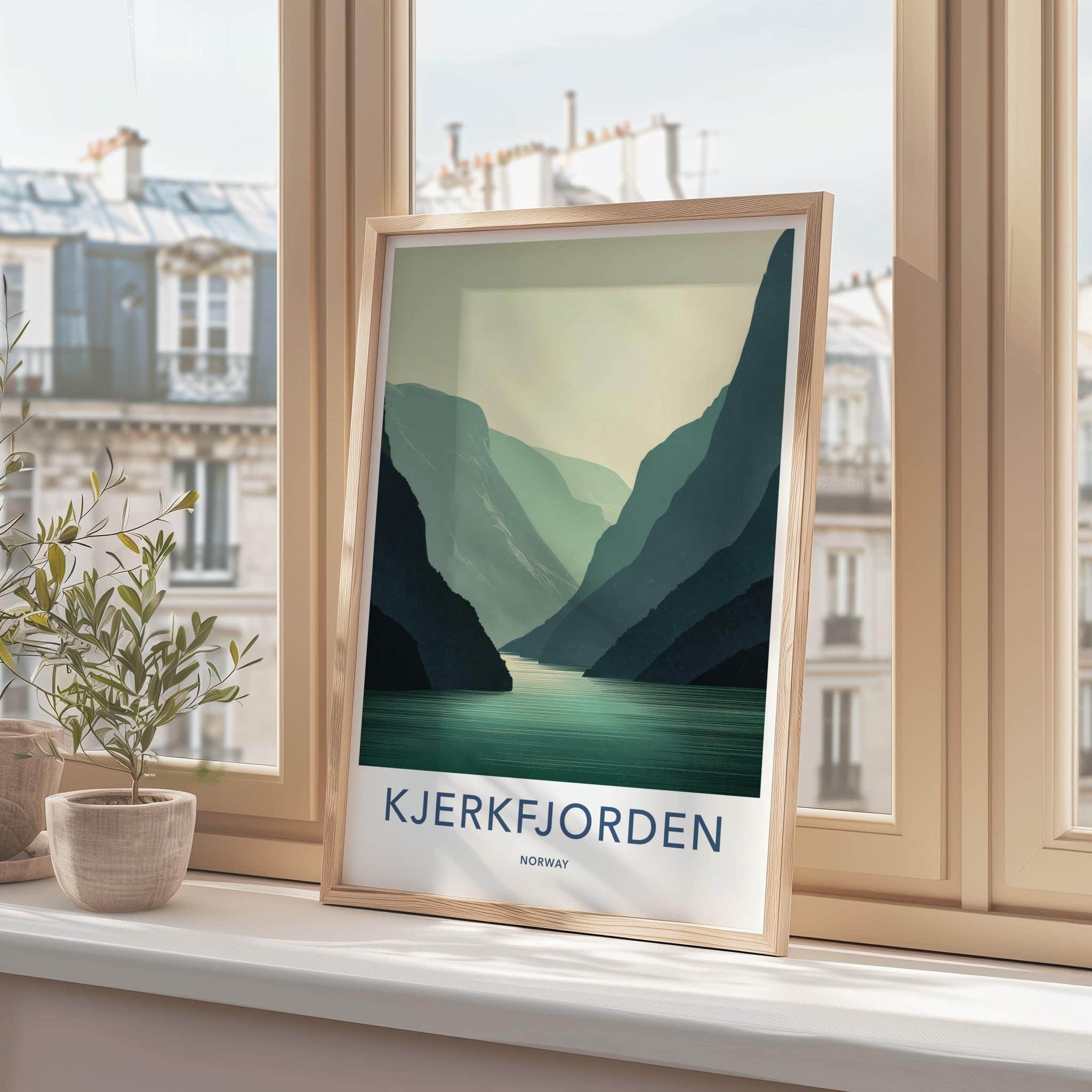 Kjerkfjorden Poster - Norway Travel Art - Layered Fjord Landscape Home Decor