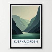 Kjerkfjorden Poster - Norway Travel Art - Layered Fjord Landscape Home Decor