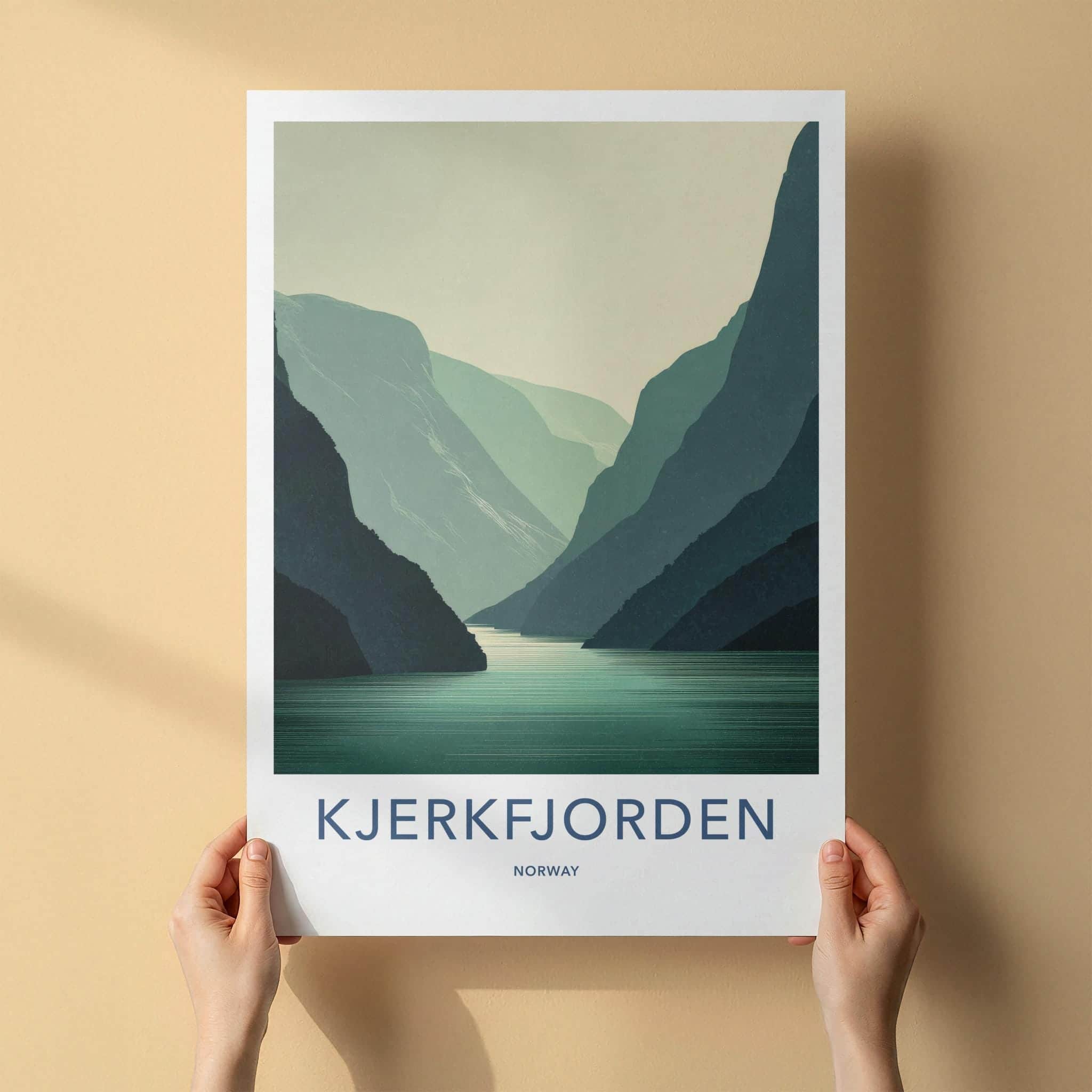 Kjerkfjorden Poster - Norway Travel Art - Layered Fjord Landscape Home Decor