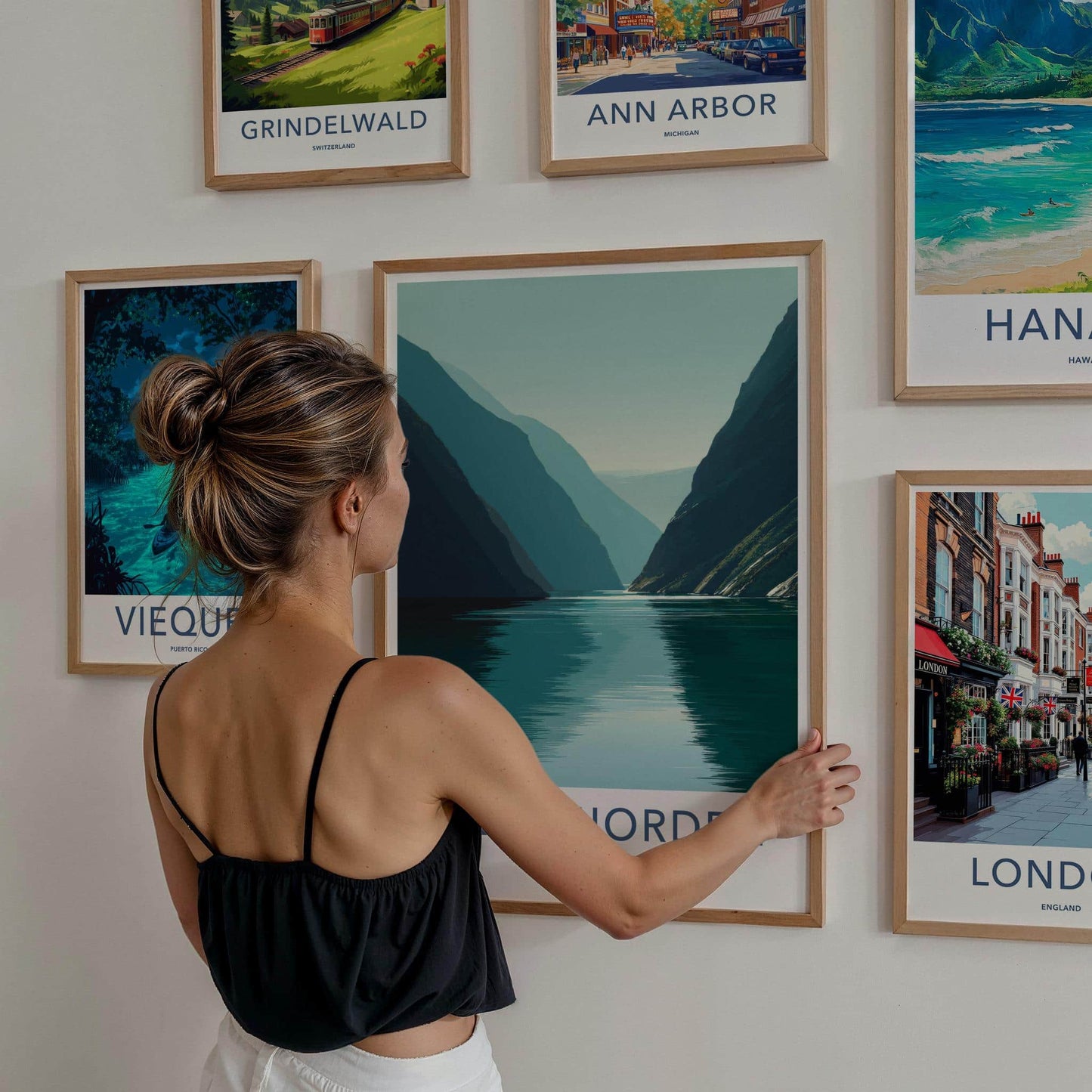 Kjerkfjorden Poster - Norway Travel Art - Serene Fjord Waters Wall Decor