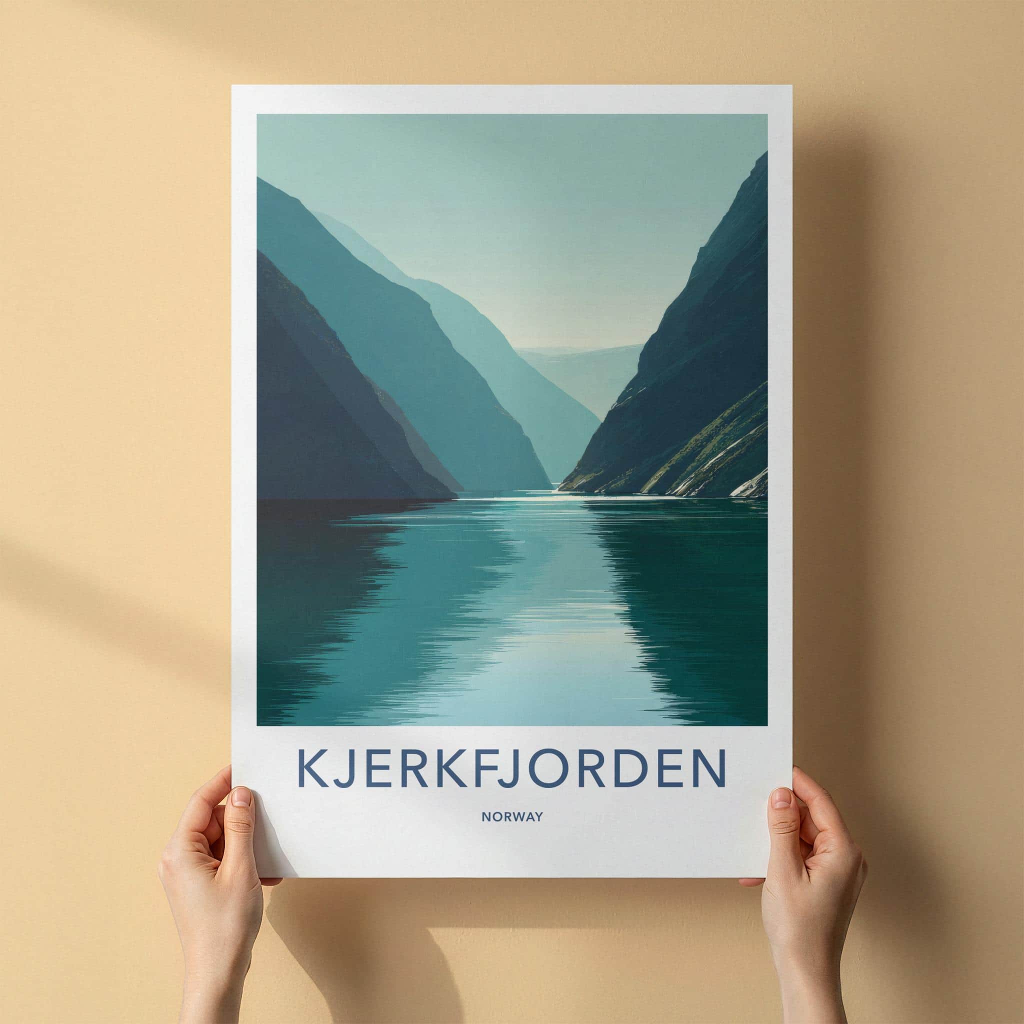 Kjerkfjorden Poster - Norway Travel Art - Serene Fjord Waters Wall Decor