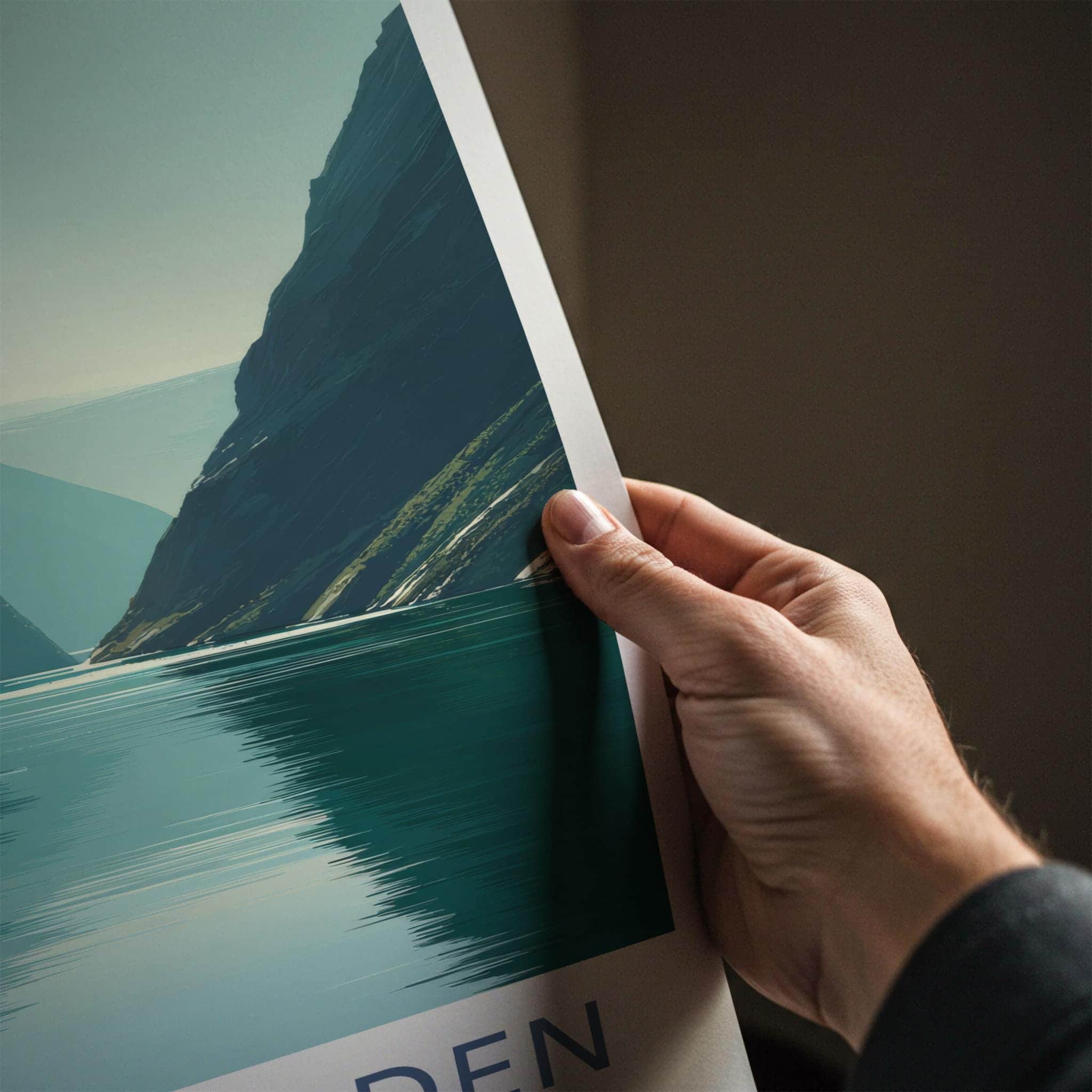 Kjerkfjorden Poster - Norway Travel Art - Serene Fjord Waters Wall Decor