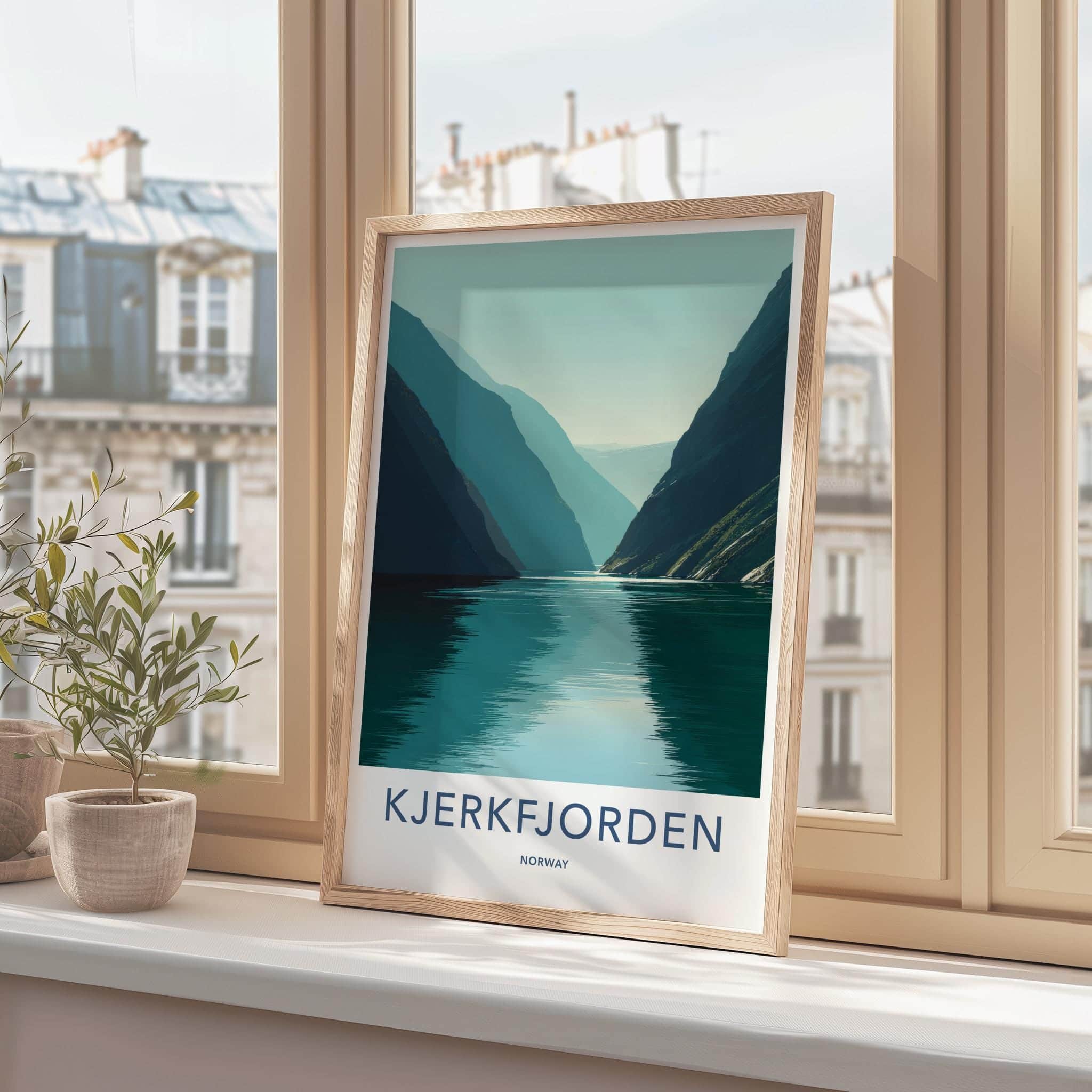 Kjerkfjorden Poster - Norway Travel Art - Serene Fjord Waters Wall Decor
