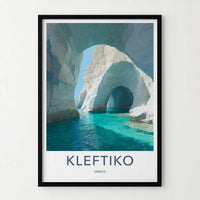 Kleftiko Poster - Greece Travel Art - Limestone Cave Water Wall Decor