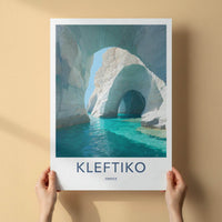 Kleftiko Poster - Greece Travel Art - Limestone Cave Water Wall Decor