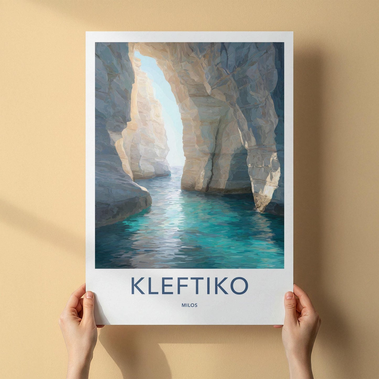 Kleftiko Poster - Greece Wall Art - Turquoise Grotto Light Home Decor