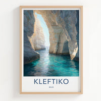 Kleftiko Poster - Greece Wall Art - Turquoise Grotto Light Home Decor