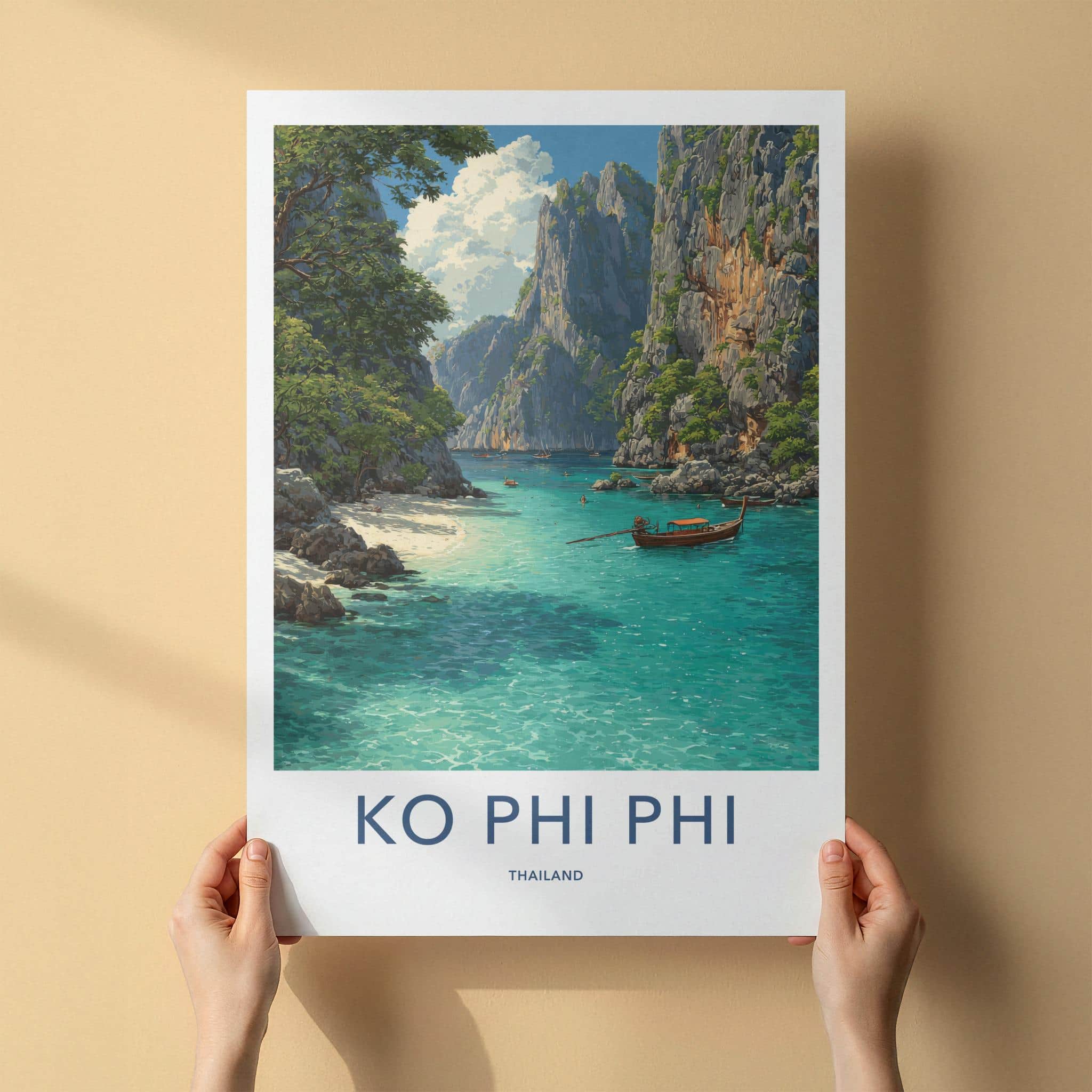 Ko Phi Phi Poster - Thailand Travel Art - Tropical Island Vista Home Decor