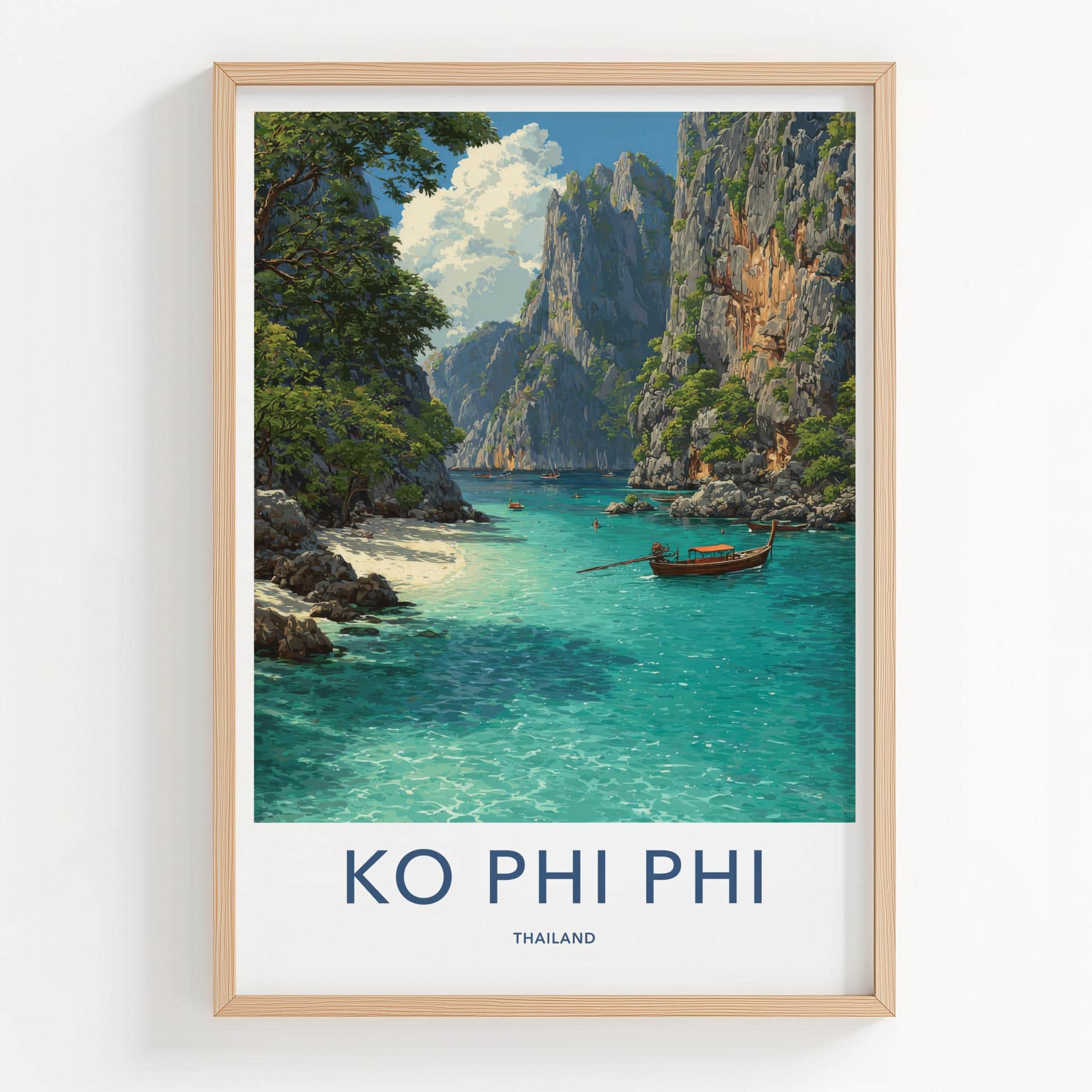 Ko Phi Phi Poster - Thailand Travel Art - Tropical Island Vista Home Decor