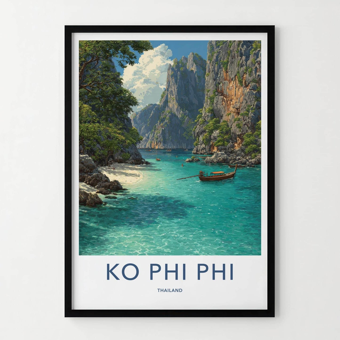 Ko Phi Phi Poster - Thailand Travel Art - Tropical Island Vista Home Decor
