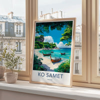 Ko Samet Poster - Thailand Travel Art - Serene Beach Boats Home Decor