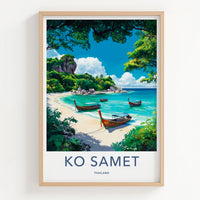 Ko Samet Poster - Thailand Travel Art - Serene Beach Boats Home Decor