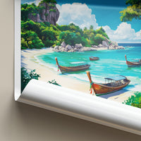 Ko Samet Poster - Thailand Travel Art - Serene Beach Boats Home Decor