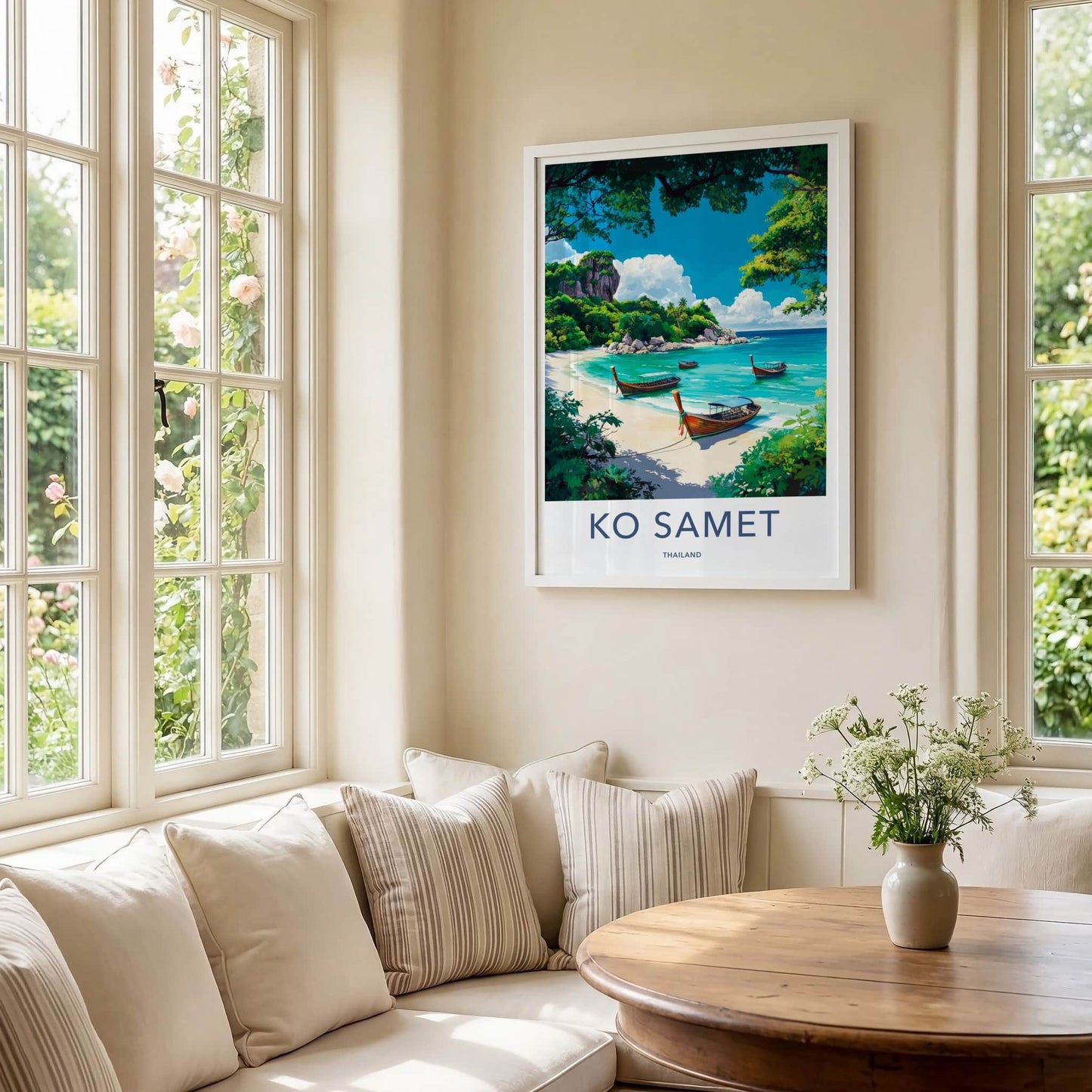 Ko Samet Poster - Thailand Travel Art - Serene Beach Boats Home Decor