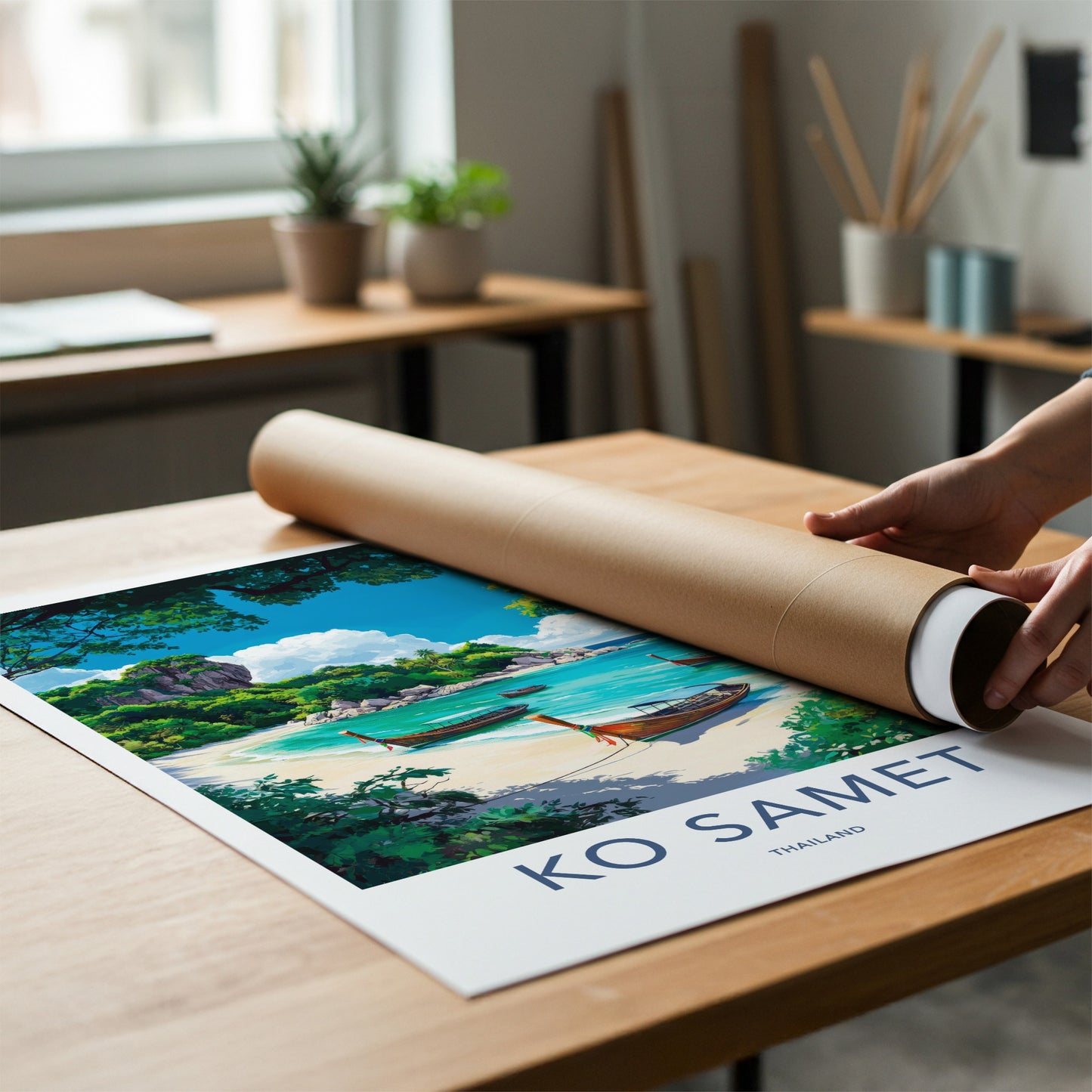 Ko Samet Poster - Thailand Travel Art - Serene Beach Boats Home Decor
