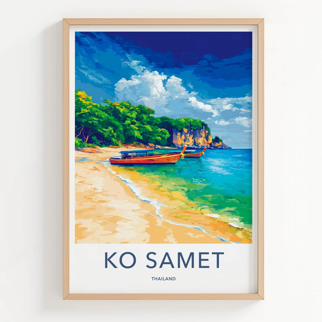 Ko Samet Poster - Thailand Travel Art - Tropical Beach Boats Home Decor