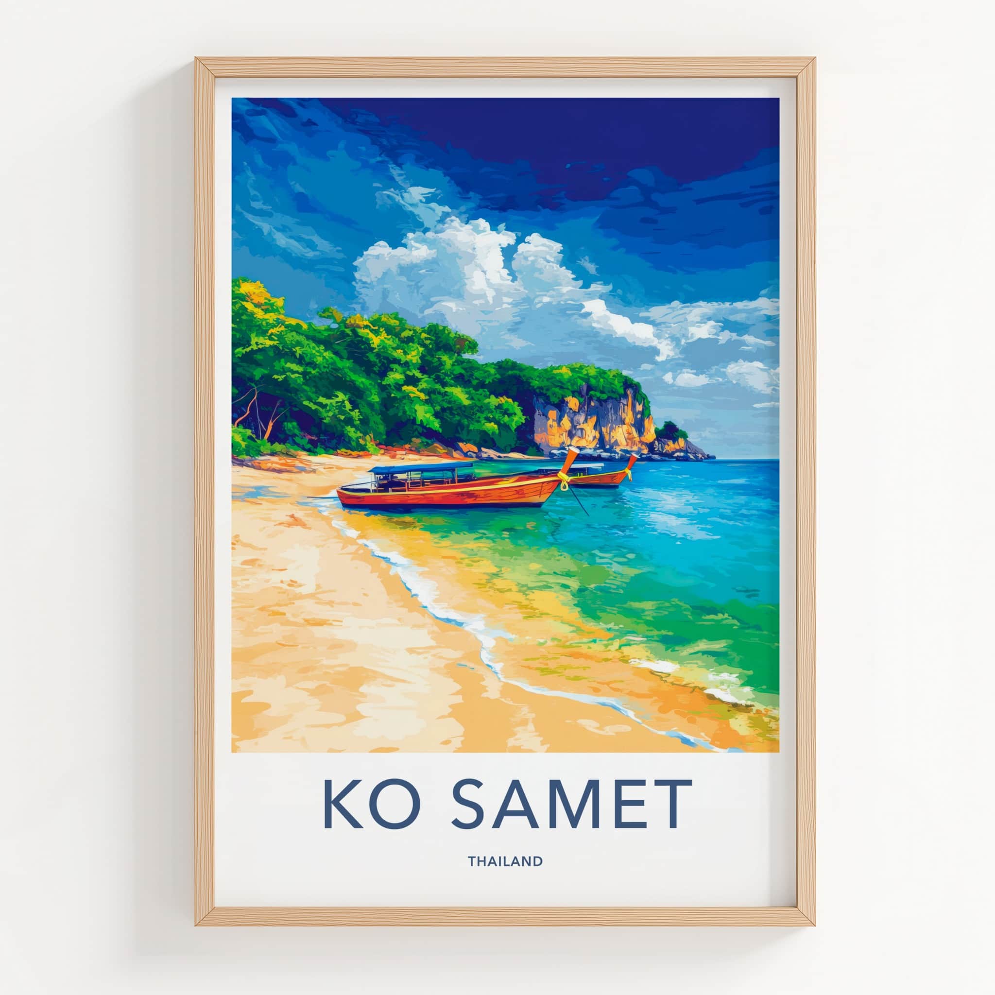 Ko Samet Poster - Thailand Travel Art - Tropical Beach Boats Home Decor