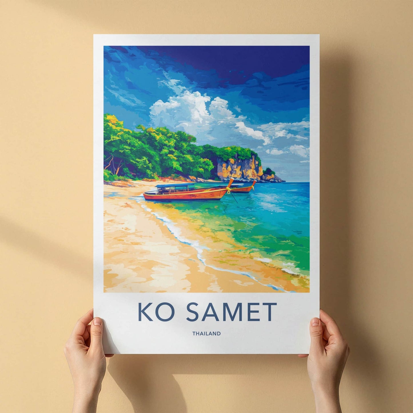 Ko Samet Poster - Thailand Travel Art - Tropical Beach Boats Home Decor
