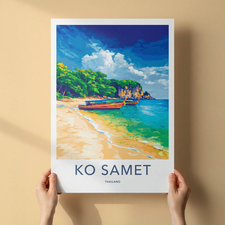 Ko Samet Poster - Thailand Travel Art - Tropical Beach Boats Home Decor
