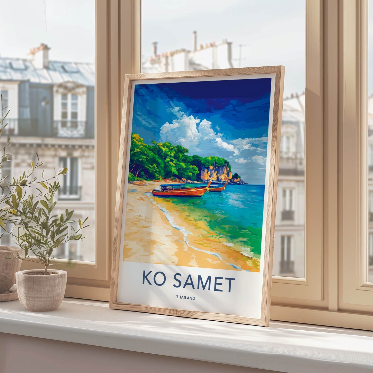 Ko Samet Poster - Thailand Travel Art - Tropical Beach Boats Home Decor