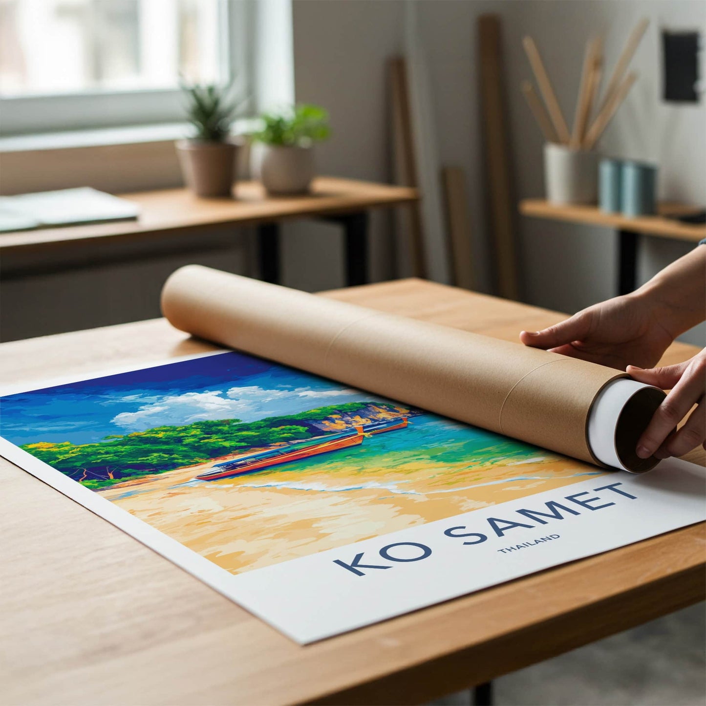 Ko Samet Poster - Thailand Travel Art - Tropical Beach Boats Home Decor