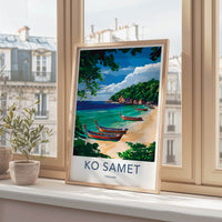 KO SAMET Poster - Thailand Travel Art - Tropical Beach Boats Home Decor