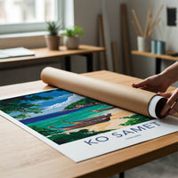 KO SAMET Poster - Thailand Travel Art - Tropical Beach Boats Home Decor