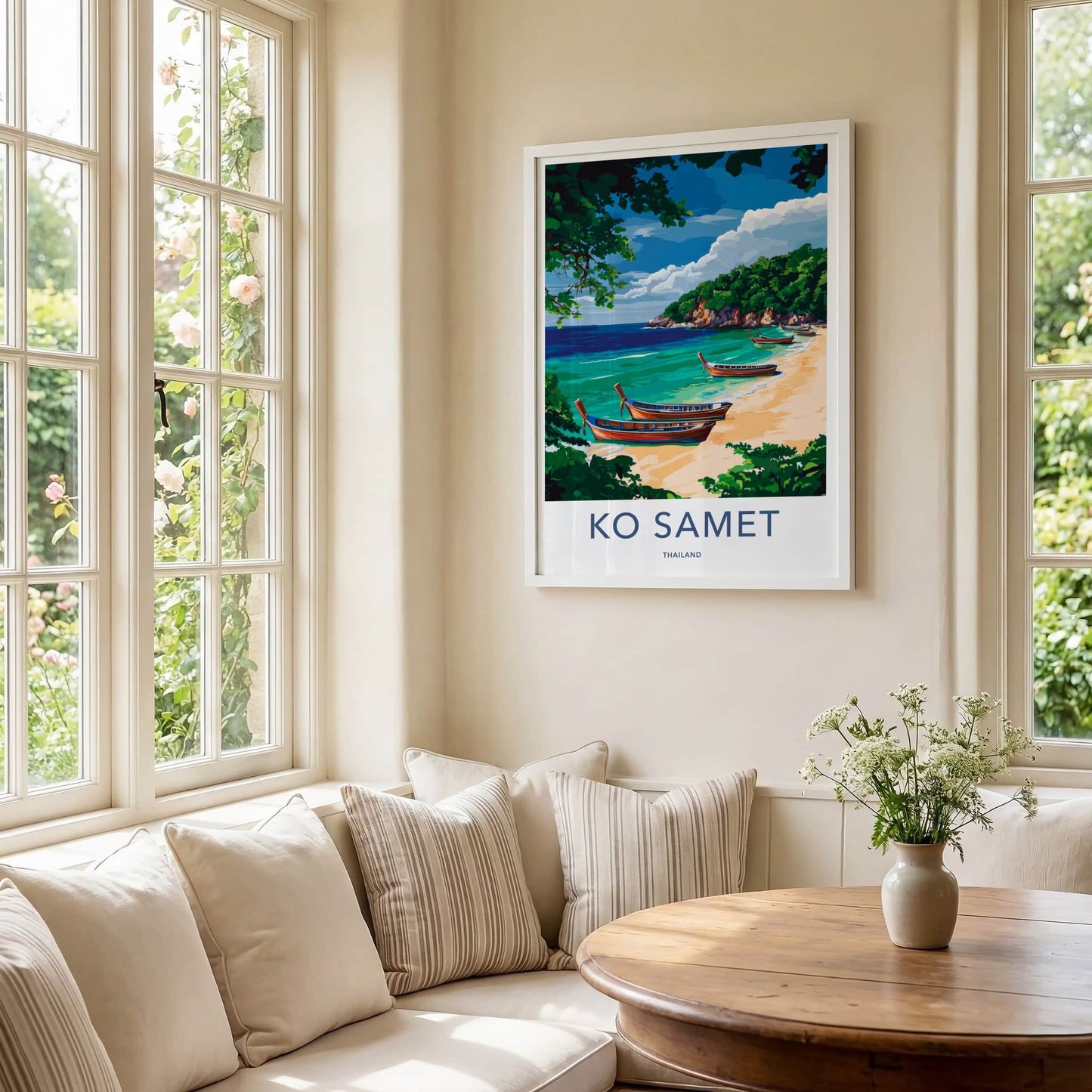 KO SAMET Poster - Thailand Travel Art - Tropical Beach Boats Home Decor