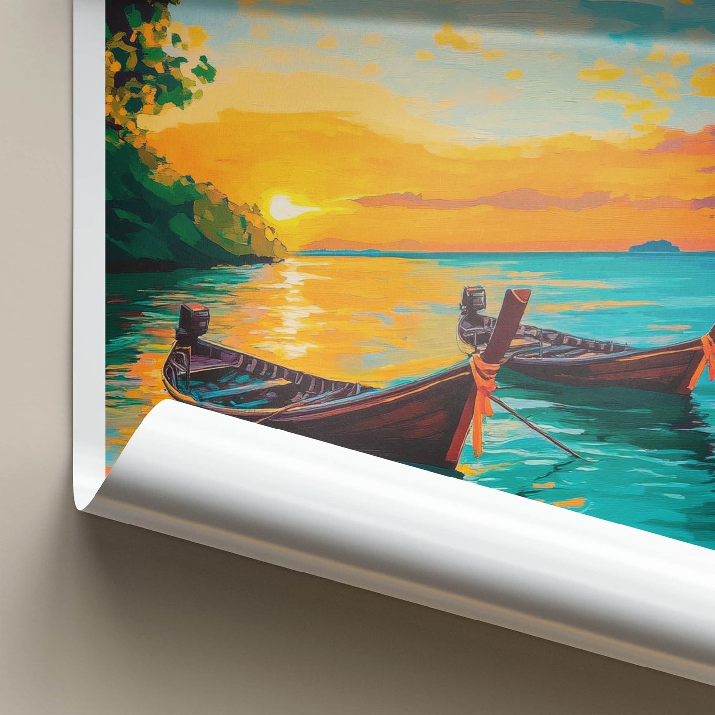 KO SAMET Poster - Thailand Travel Print - Tropical Sunset Boats Wall Decor