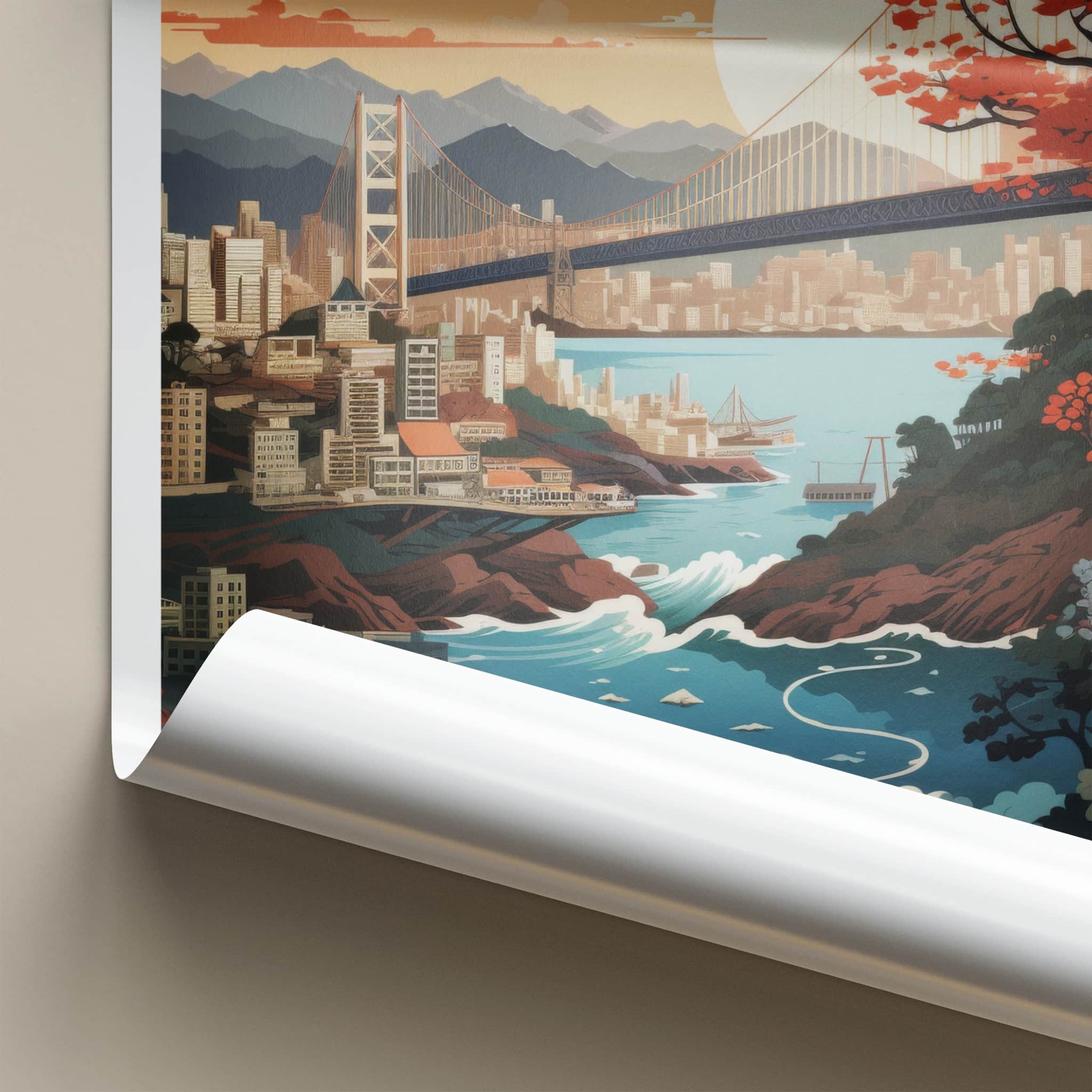 Kobe Poster - Japan Travel Art - Vibrant Bridge City Home Decor