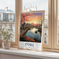 Kobe Poster - Japan Wall Art - Blossom City Panorama Home Decor