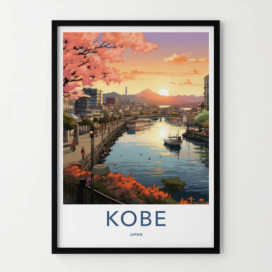 Kobe Poster - Japan Wall Art - Blossom City Panorama Home Decor