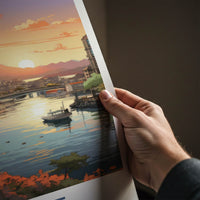 Kobe Poster - Japan Wall Art - Blossom City Panorama Home Decor