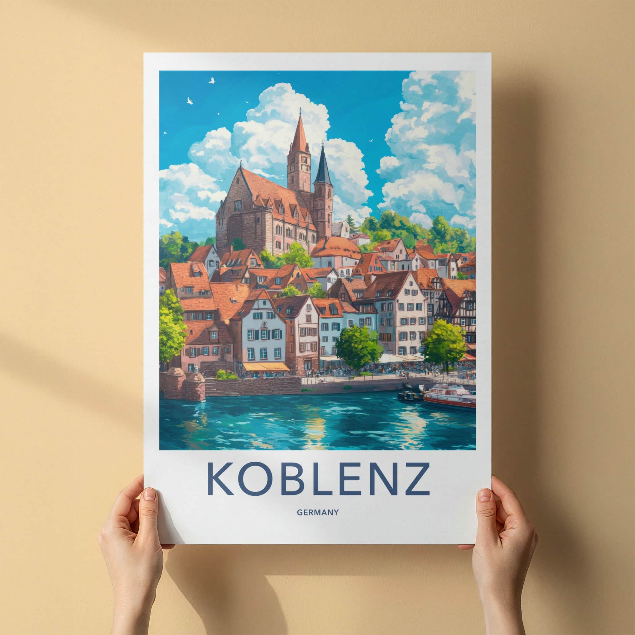 Koblenz Poster - Germany Travel Art - Historic Riverside Buildings Home Decor