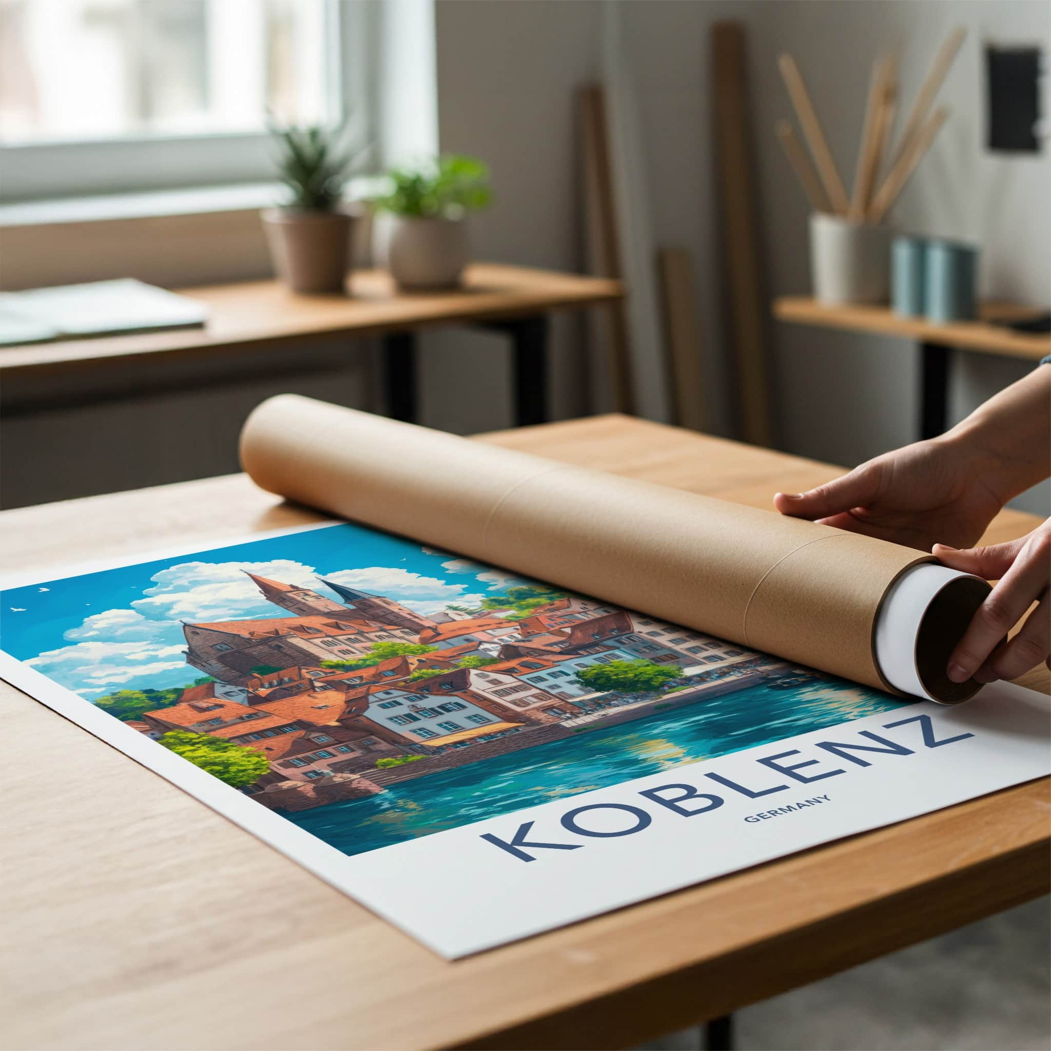Koblenz Poster - Germany Travel Art - Historic Riverside Buildings Home Decor