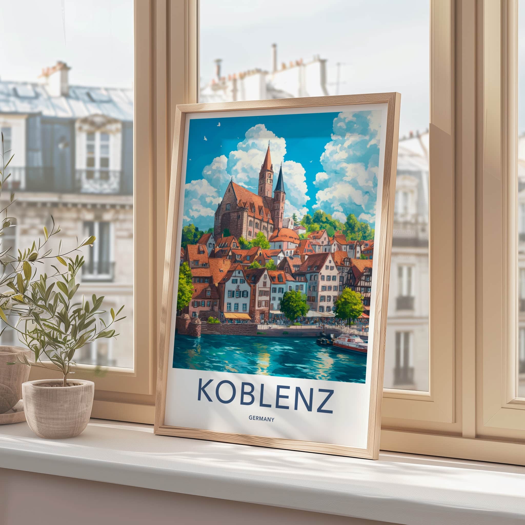 Koblenz Poster - Germany Travel Art - Historic Riverside Buildings Home Decor
