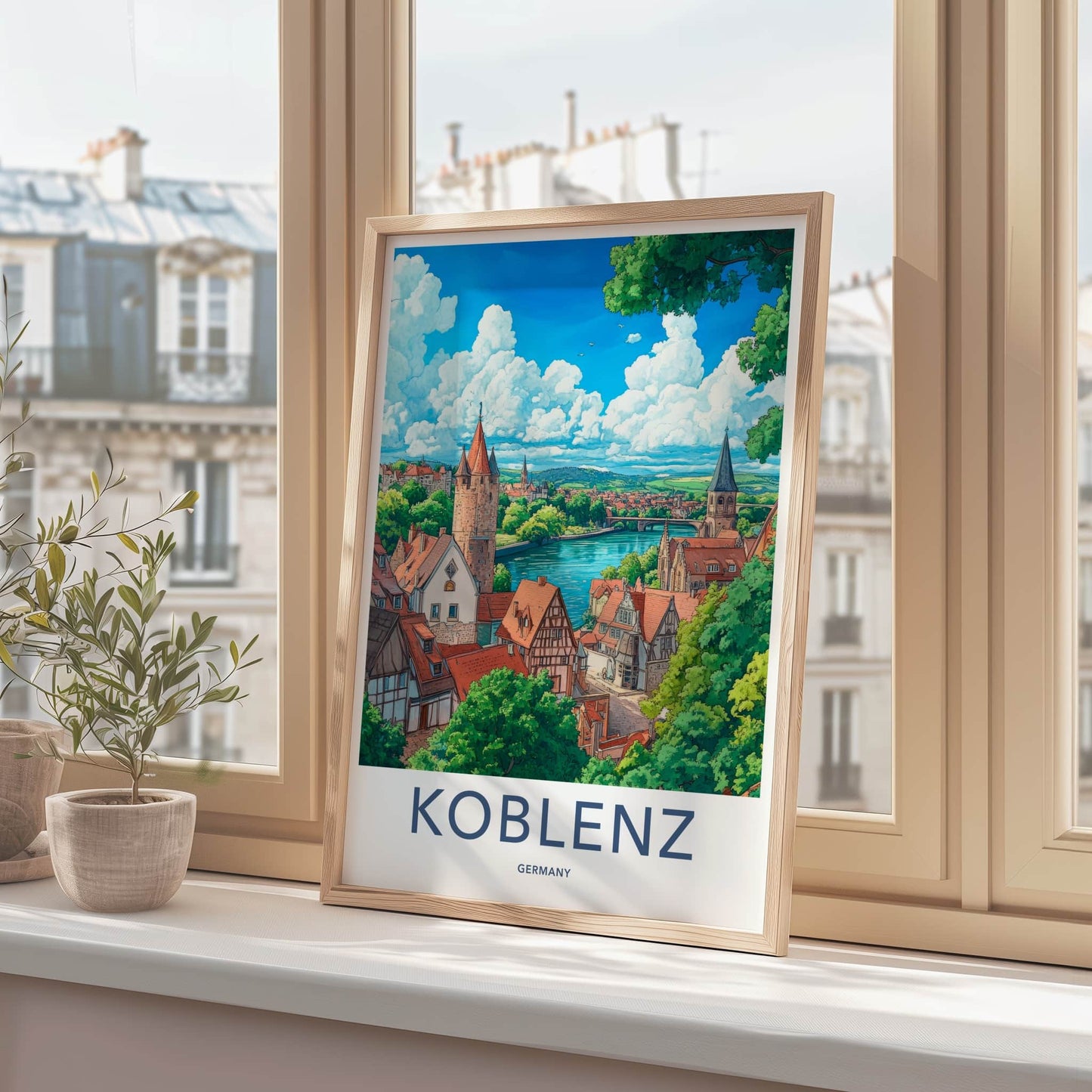 Koblenz Poster - Germany Travel Art - Riverside Medieval Town Home Decor