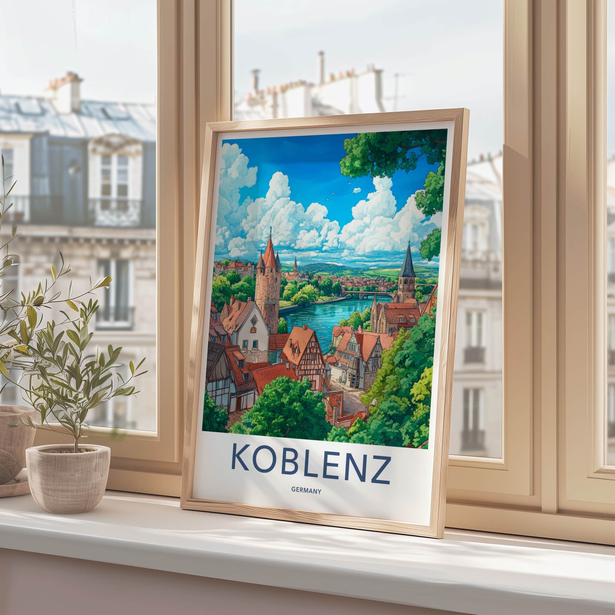 Koblenz Poster - Germany Travel Art - Riverside Medieval Town Home Decor