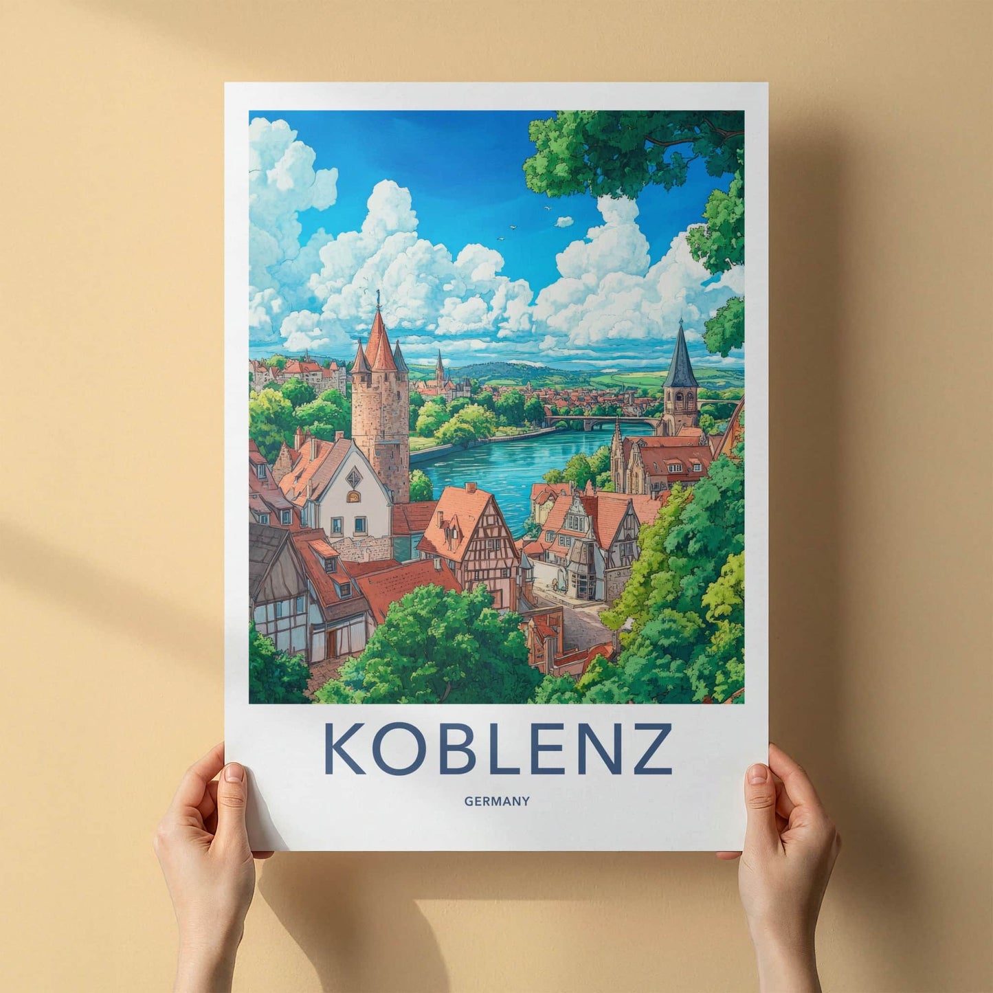 Koblenz Poster - Germany Travel Art - Riverside Medieval Town Home Decor