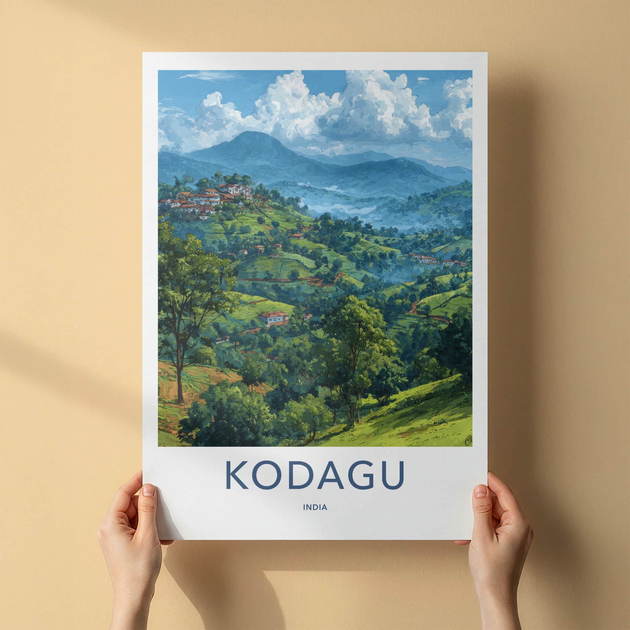 Kodagu Poster - India Karnataka Hillside Art Print Home Decor