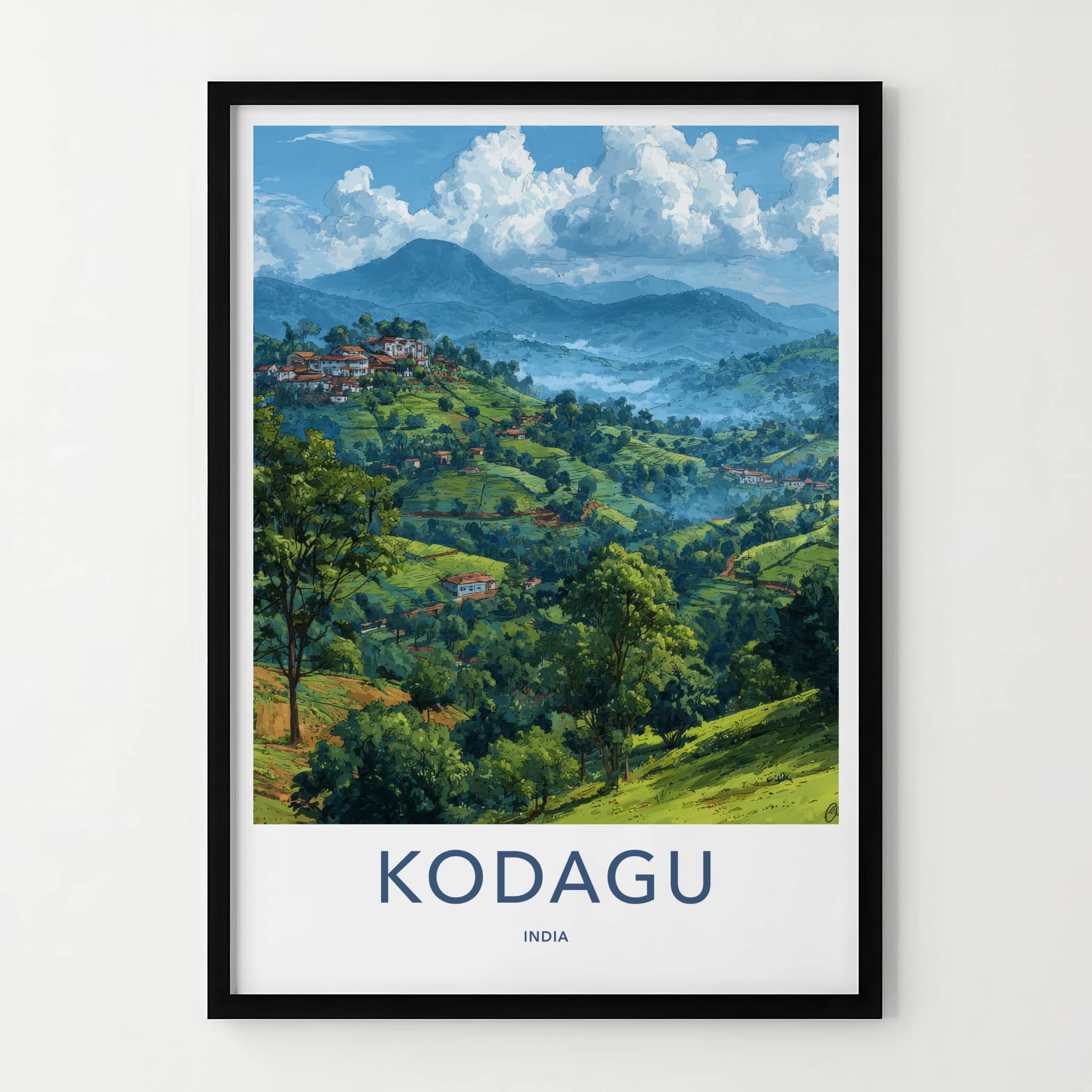 Kodagu Poster - India Karnataka Hillside Art Print Home Decor